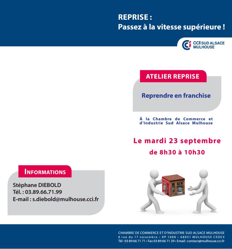 Atelier reprendre une franchise à la CCI Mulhouse